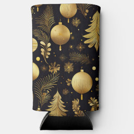 BLACK & GOLD HOLIDAY CHRISTMAS ORNAMENTS スリム缶クーラー