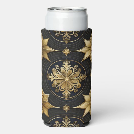 BLACK & GOLD HOLIDAY CHRISTMAS PATTERNS スリム缶クーラー (Seltzer裏面)