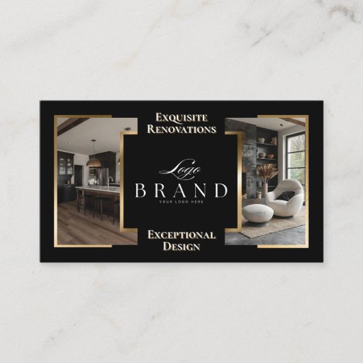 Black Gold Home Remodeling Contractor Custom Logo 名刺 (正面)