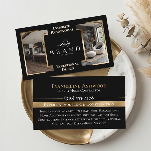 Black Gold Home Remodeling Contractor Custom Logo 名刺