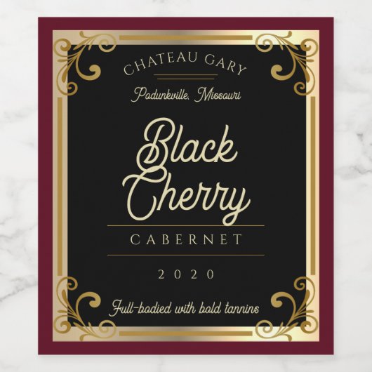 Black gold homemade wine personalized wine label ワインラベル (シングルラベル)