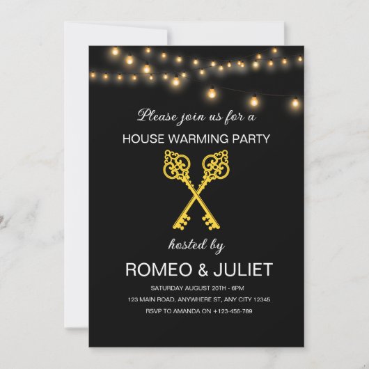 Black Gold Homewarming Invitation 招待状 (正面)