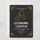 Black Gold Housewarming Invitation Editable 招待状 (正面)
