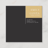 Black Gold Hydrangea Floral Geometric Modern スクエア名刺 (裏面)