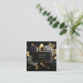 Black Gold Hydrangea Floral Geometric Modern スクエア名刺 (スタンド正面)