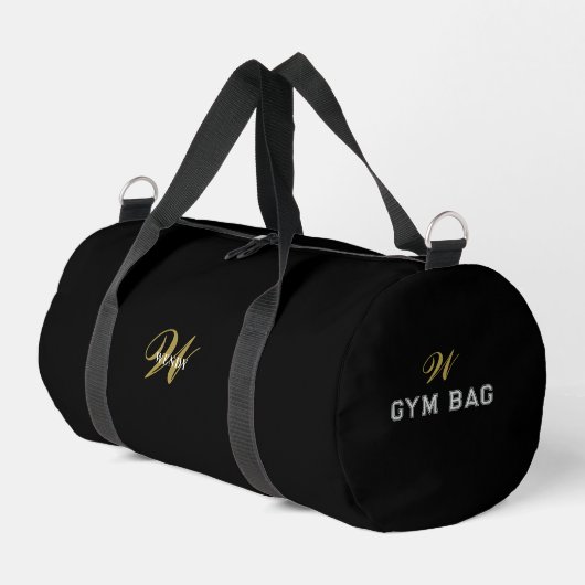 Black Gold Initial l Elegant Minimal Fitness Gym ダッフルバッグ (左コーナー)
