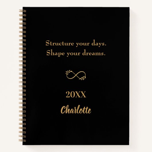 Black gold inspirational quote ノートブック (正面)