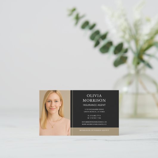 Black Gold Insurance Agent Photo 名刺 (スタンド正面)