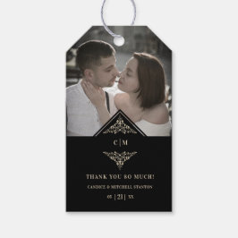 Black Gold Lace Romantic Couple Wedding Thanks ギフトタグ