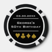 Black & Gold Las Vegas Casino Poker Chip Birthday ポーカーチップ (裏面)