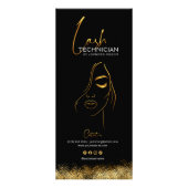Black & Gold Lash Tech 価格表 | 高級ビューティー ラックカード (裏面)