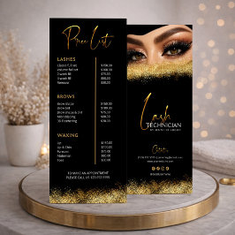 Black & Gold Lash Tech Price List | Luxury Beauty  ラックカード
