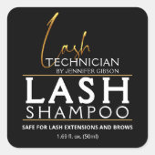 Black & Gold Lash Tech Shampoo Sticker | Luxury  スクエアシール (正面)