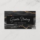 Black Gold Lash Technician QR Code 名刺 (正面)