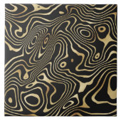Black Gold liquid swirl Abstract Design タイル (正面)