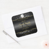 Black Gold Logo Initials Glitter Product Labels スクエアシール (封筒)