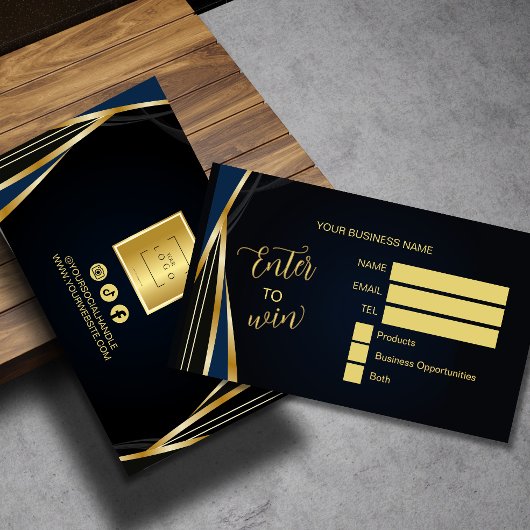 Black gold Logo Raffle Enter to Win Ticket プレイスカード