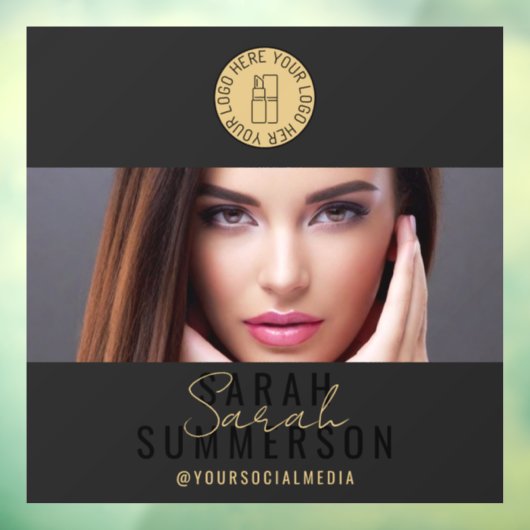 Black Gold Logo Social Media Makeup Studio ウィンドウサイン (シート3)