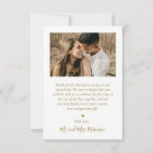 Black Gold Love and Thanks Photo Collage Wedding サンキューカード (裏面)