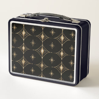 Black & Gold Luxury Geometric Lunchbox メタルランチボックス