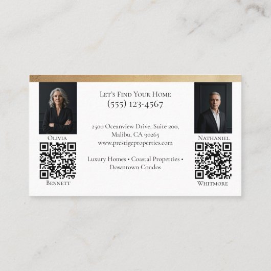 Black Gold Luxury Real Estate Agent Photo Luxe 名刺 (裏面)