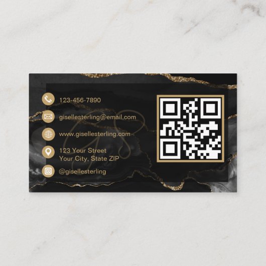 Black Gold Makeup Artist QR Code  名刺 (裏面)