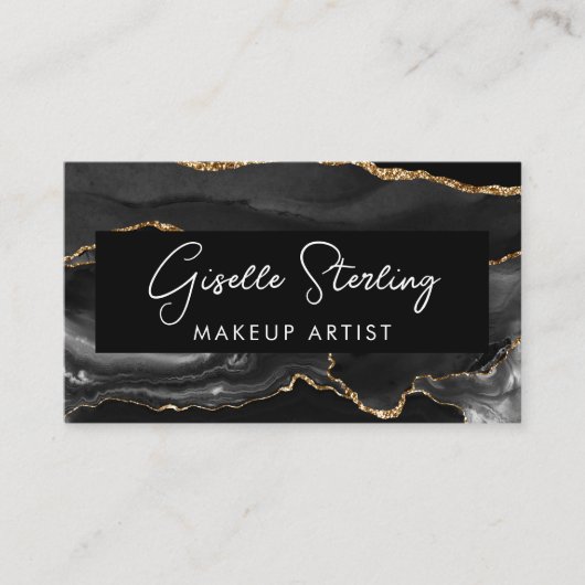 Black Gold Makeup Artist QR Code  名刺 (正面)