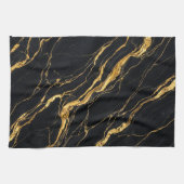 Black Gold Marble Elegant Modern Aesthetic キッチンタオル (横)