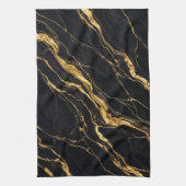 Black Gold Marble Elegant Modern Aesthetic キッチンタオル (縦)