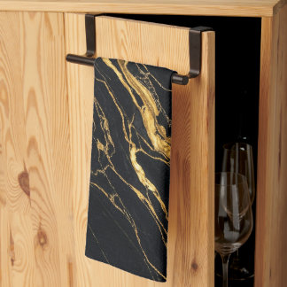 Black Gold Marble Elegant Modern Aesthetic キッチンタオル