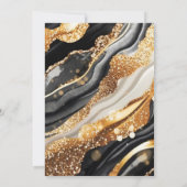 Black Gold Marble Glitter Elegant Wedding 招待状 (裏面)