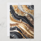 Black Gold Marble Glitter Elegant Wedding 招待状 (裏面)