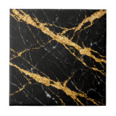 Black Gold Marble Luxe Pattern タイル (正面)