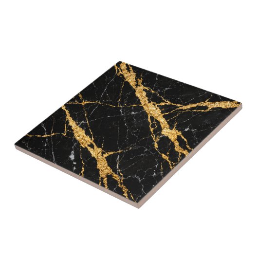 Black Gold Marble Luxe Pattern タイル (側面)