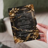 Black Gold Marble Wedding Invitation 招待状