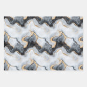 Black Gold Marble Wrapping Paper Sheet Set of 3 ラッピングペーパーシート (正面2)