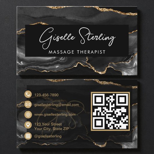 Black Gold Massage Therapist QR Code  名刺