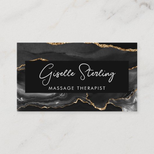 Black Gold Massage Therapist QR Code  名刺 (正面)