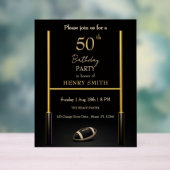 Black & Gold Men's Birthday Invitation アクリルサイン (ニュートラル)