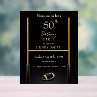Black & Gold Men's Birthday Invitation アクリルサイン