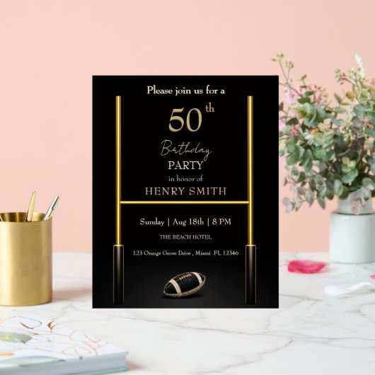 Black & Gold Men's Birthday Invitation アクリルサイン (ウェディング)
