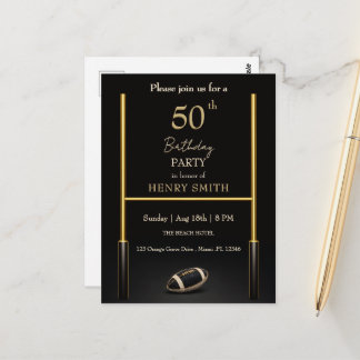 Black & Gold Men's Birthday Invitation ポストカード
