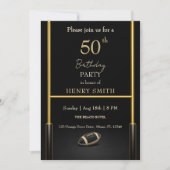Black & Gold Men's Birthday Invitation 招待状 (正面)
