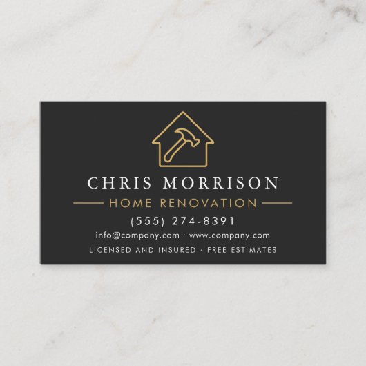 Black Gold Metal Home Renovation QR Code 名刺 (正面)