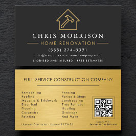 Black Gold Metal Home Renovation QR Code 名刺