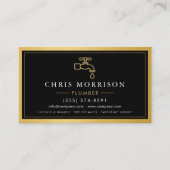 Black Gold Metallic Plumber Contractor QR Code  名刺 (正面)