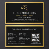 Black Gold Metallic Plumber Contractor QR Code  名刺