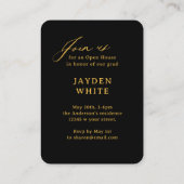 Black Gold Mini Modern Script Photo Graduation エンクロージャーカード (裏面)