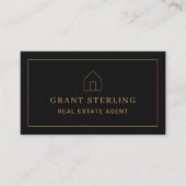 Black Gold Minimal Real Estate Agent House Photo 名刺 (正面)