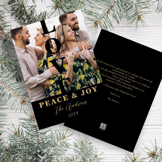 Black & Gold  Minimalist 2 Vertical Photos Xmas シーズンカード